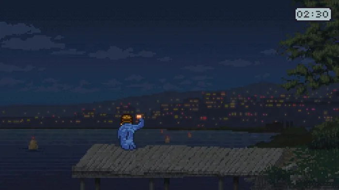 O píer na cidade de The friends of Ringo Ishikawa durante a noite