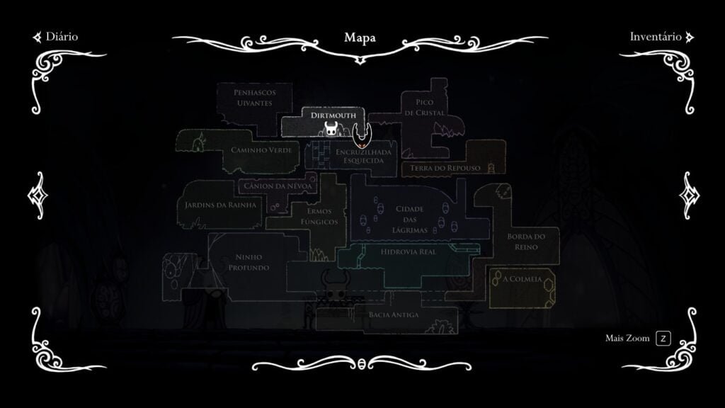 O mapa de Hollow Knight
