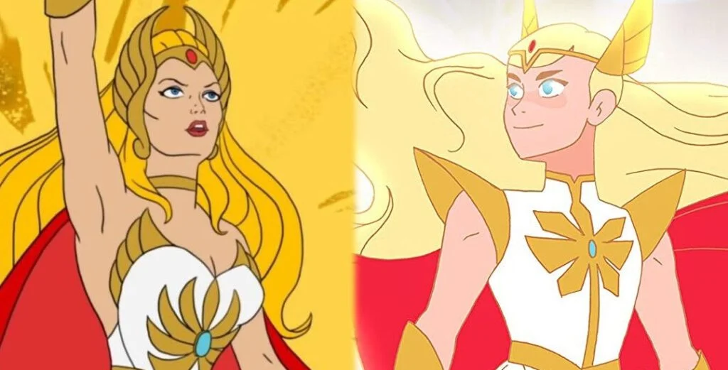 She-Ra na série animada de 1985 e no reboot da Netflix de 2018