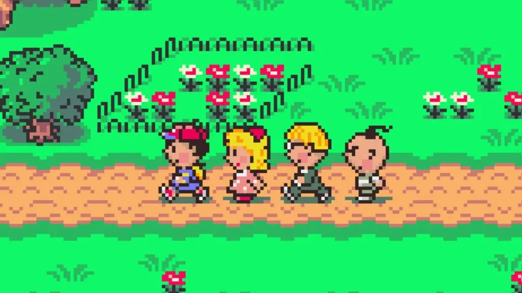 Protagonistas de Earthbound: Ness, Paula, Jeff e Poo