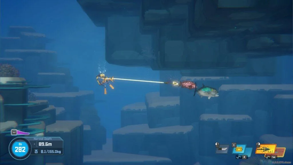 Atirando o arpão em Dave The Diver