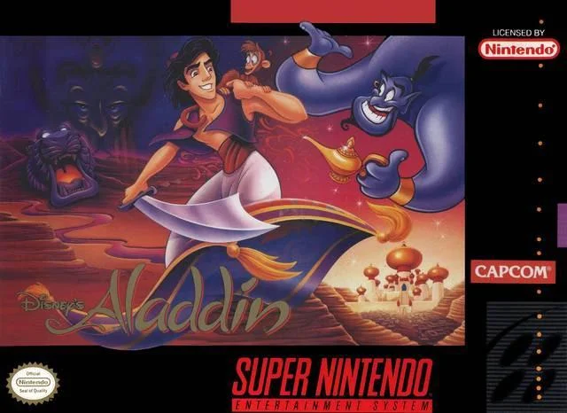 Capa de Aladdin para o Super Nintendo, feito pela Capcom