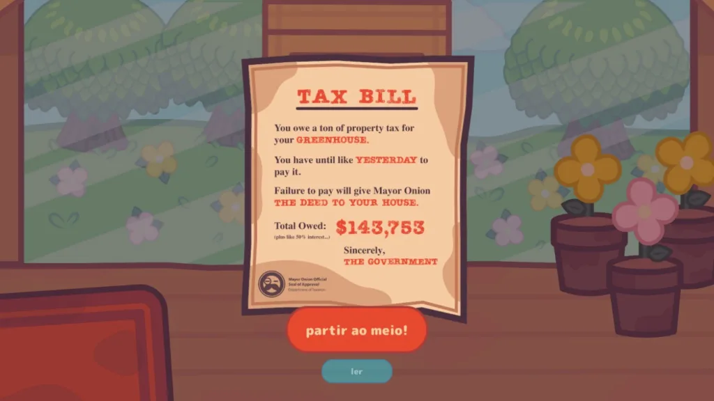 Pequena introdução de Turnip Boy Commits Tax Evasion