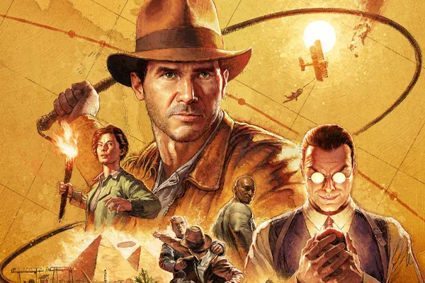 Pôster de Indiana Jones and the Great Circle, novo jogo de FPS do estúdio MachineGame sendo produzido com o icônico personagem