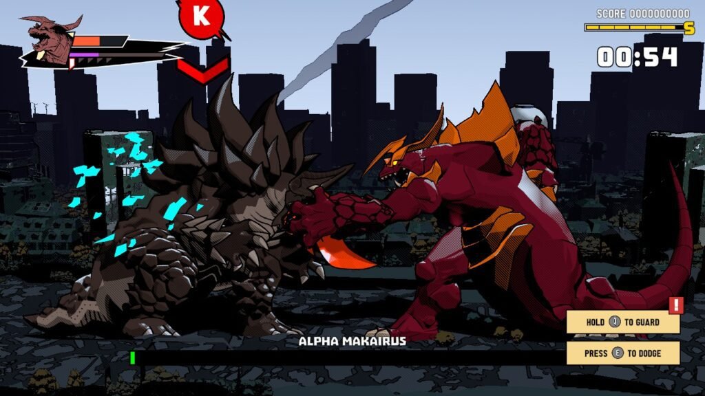 Megadon usando um golpe finalizador num Nephilim em Dawn of the Monsters