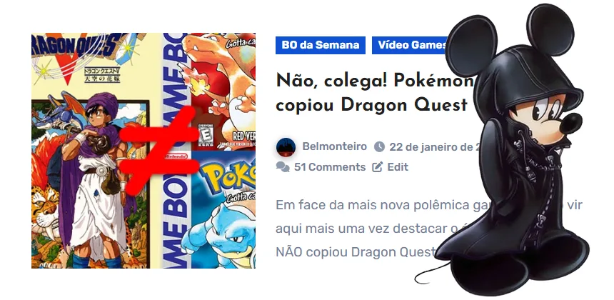 Revisitando os comentários do meu texto de "Não, colega! Pokémon NÃO copiou Dragon Quest"