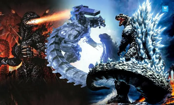 Diferentes Godzillas dos filmes da Era Millennium