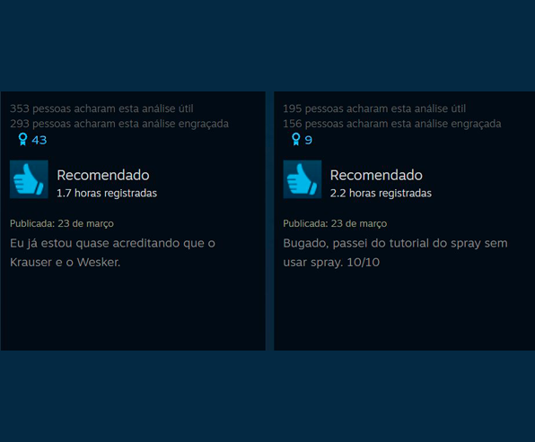 linoano3 Duas reviews da Steam, ambas sendo piadinhas bobas