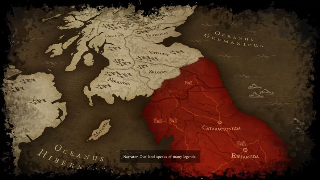 Mapa representando o sul da Britânia em Wulverblade