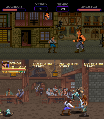 Comparação de Buccaneers Shipshape com o modo clássico que mostra o jogo "original", Buccaneers, que nada mais era que uma ROM hack de Vigilante