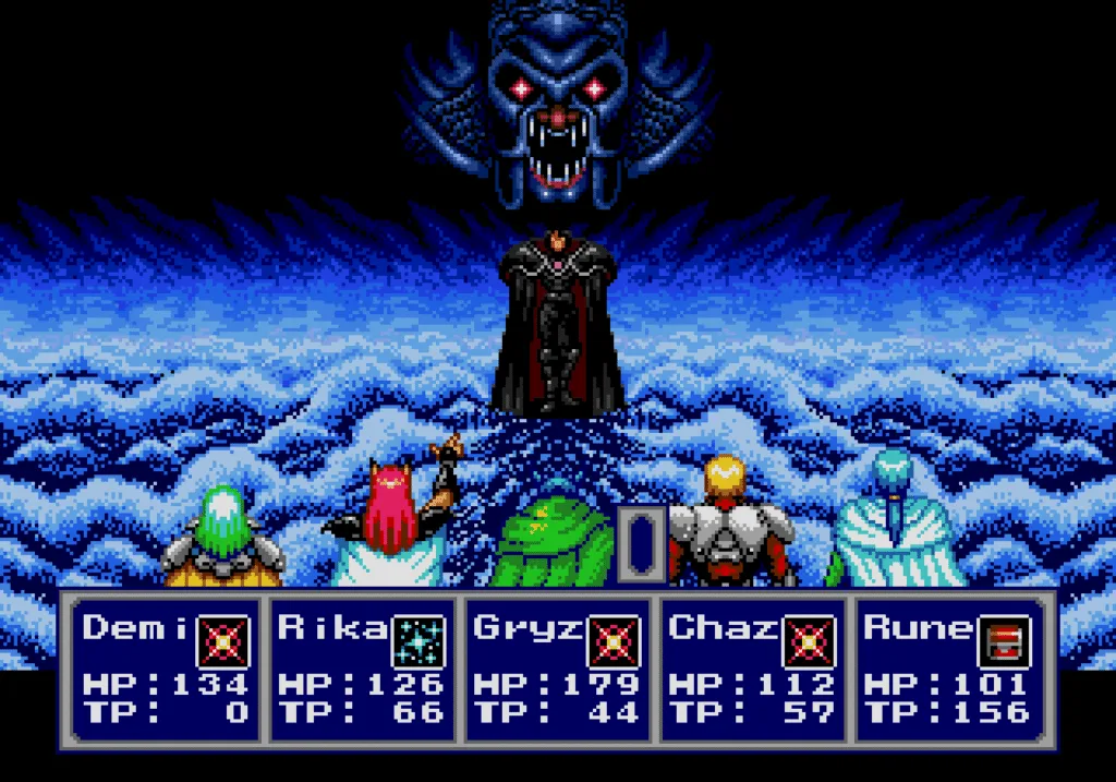 Luta contra o Zio em Phantasy Star IV: The End of the Millennium, um dos melhores JRPGs da década de 90