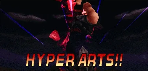 GIF com Vahn, protagonista de um dos melhores JRPGs do PlayStation - Legend of Legaia - soltando uma das suas Hyper Arts: Tornado Flame