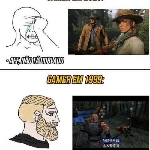 Um meme merda sobre dublagem em jogos