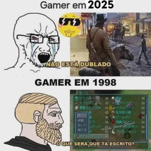 Um meme merda sobre dublagem em jogos