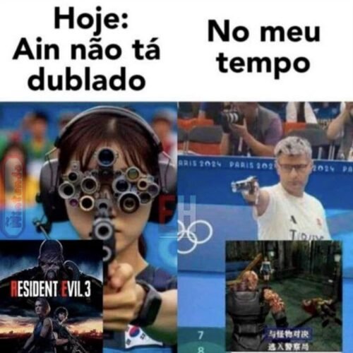 Um meme merda sobre dublagem em jogos