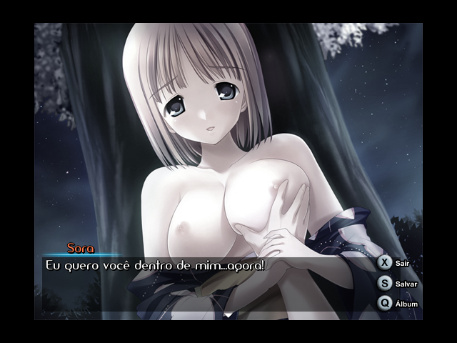 Sora, personagem de Inkey University, transando com o protagonista do jogo