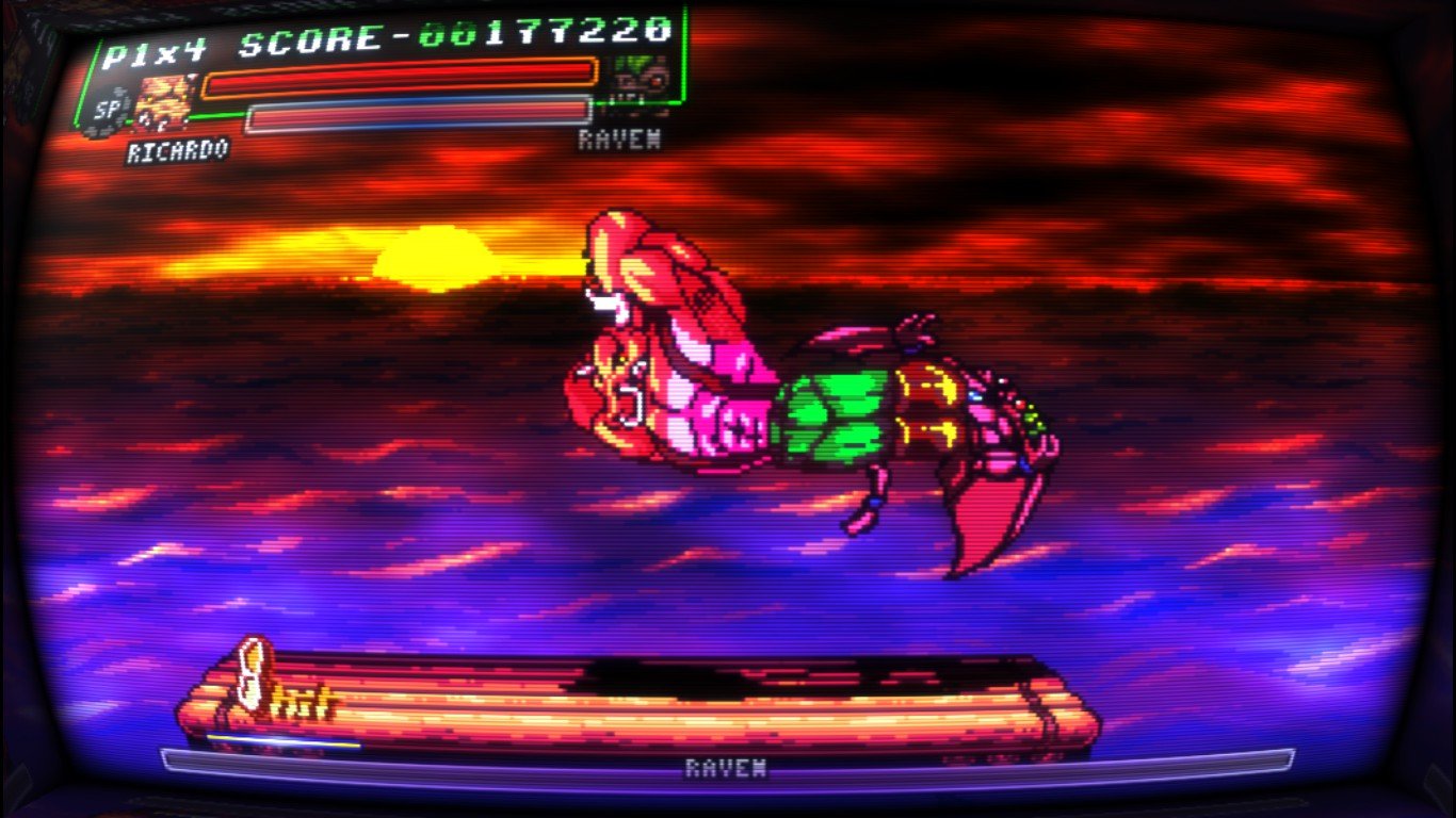 Ricardo derrotando um dos chefões de Figh'N Rage com uma voadora