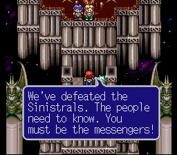 Cena the Lufia II: Rise of the Sinistrals que recria um momento mostrado anteriormente no primeiro jogo, Lufia & The Fortress of Doom
