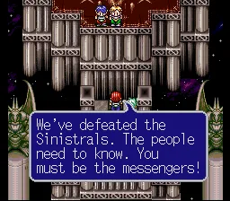 Cena the Lufia II: Rise of the Sinistrals que recria um momento mostrado anteriormente no primeiro jogo, Lufia & The Fortress of Doom