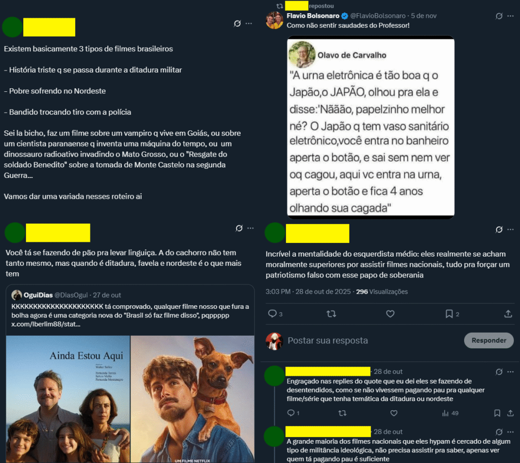 Tweets de direitistas ignorantes que não conhecem nada de cinema nacional