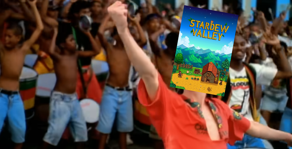 Montagem com uma foto do icônico clipe de They Don't Care About Us de Michael Jackson com uma capa de Stardew Valley sobreposta no rosto do cantor para fazer uma referência de como o Game Awards não liga para jogos independentes
