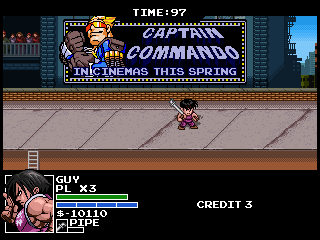 Captain Commando aparecendo como um outdoor no fangame Mighty Final Fight: Forever
