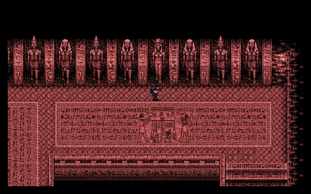 Imagem de Shūjin e no Pert-em-Hru, um jogo de terror antigo do RPG Maker que se passa na Grande Pirâmide de Gizé