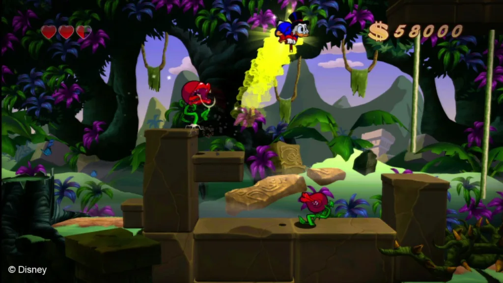 Screenshot do remaster do clássico jogo de plataforma de DuckTales