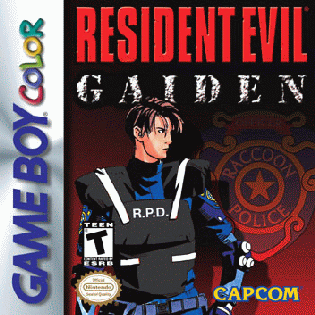 Arte da capa de Resident Evil Gaiden destacando o personagem Leon S. Kennedy com seu uniforme da R.P.D.