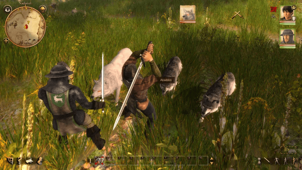 Uma luta contra lobos em Drakensang: The River of Time