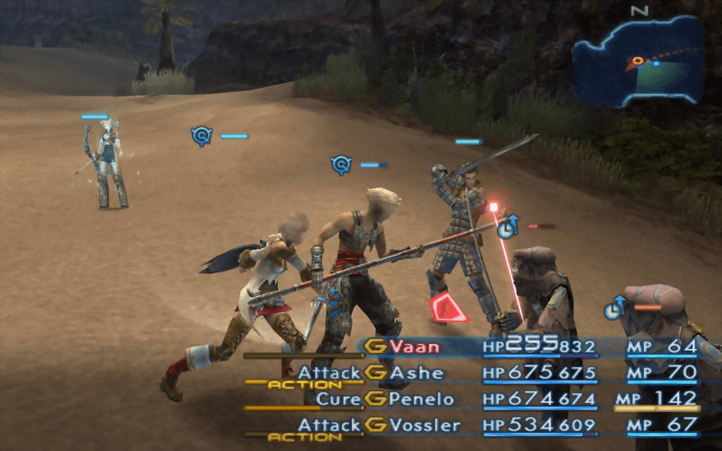 Imagem do sistema de batalha de Final Fantasy XII, do PlayStation 2