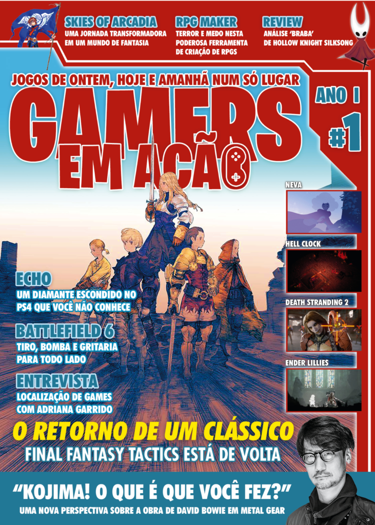 Capa da primeira edição da revista Gamers em Ação, projeto colaborativo resgatando a época das revistas de jogos dos anos 90/2000