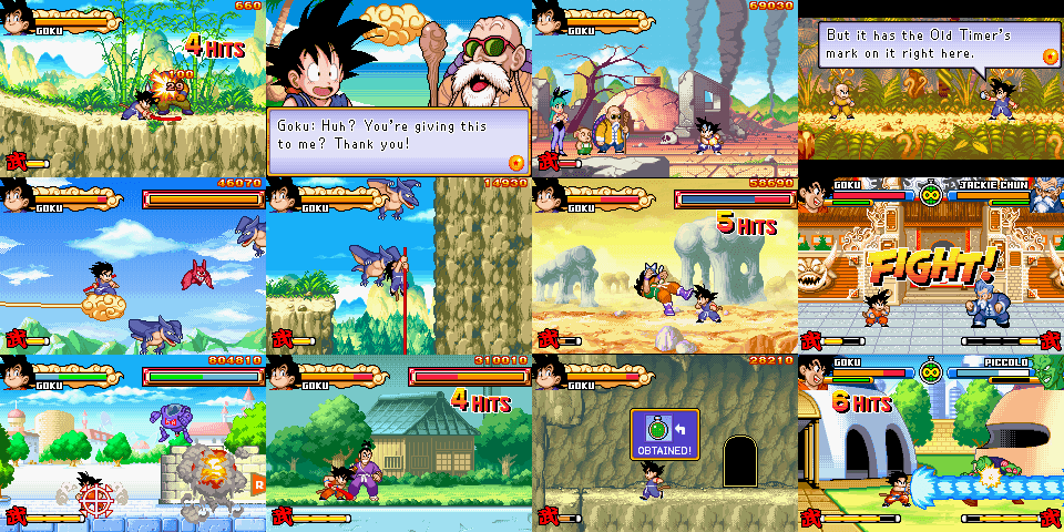 Imagens da gameplay de Dragon Ball: Advanced Adventure do Game Boy Advanced