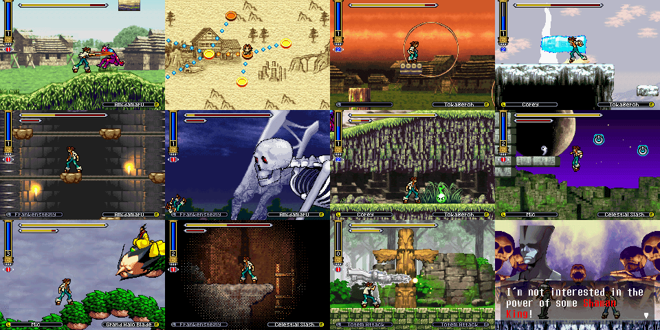 Gameplay do metroidvania Shaman King: Master of Spirits, do Game Boy Advance