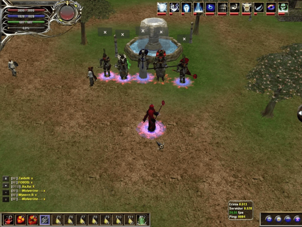 Imagem do MMORPG brasileiro Erinia, desenvolvido em 2004 porém que só durou alguns meses até ser revivido por outros usuários interessados em manter o jogo ativo