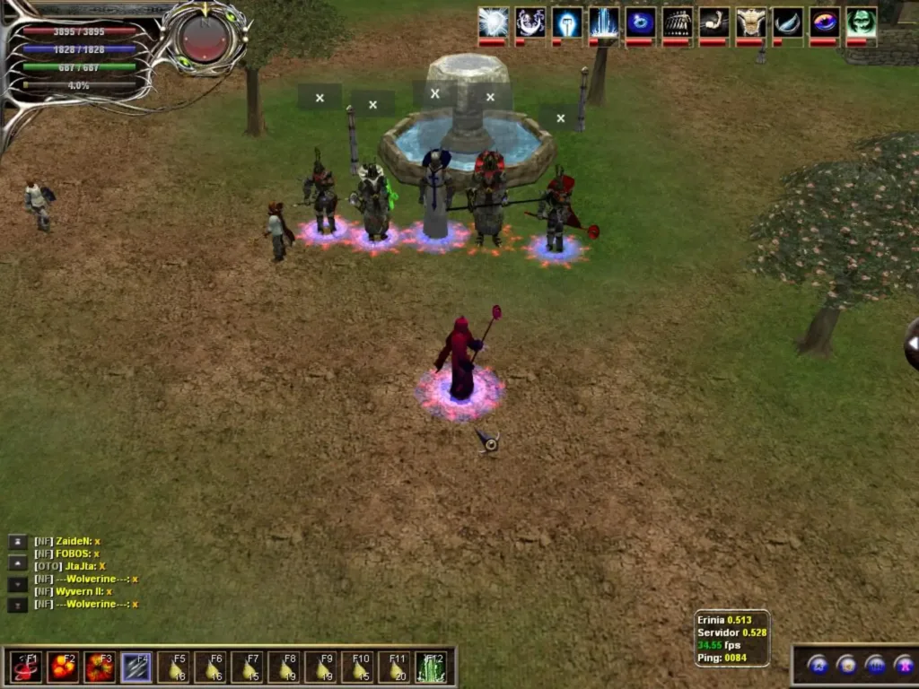 Imagem do MMORPG brasileiro Erinia, desenvolvido em 2004 porém que só durou alguns meses até ser revivido por outros usuários interessados em manter o jogo ativo