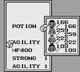 Menu de itens de The Final Fantasy Legend