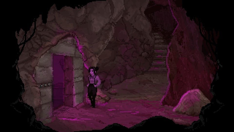 Thomasina explorando as profundezas de Hob's Barrow