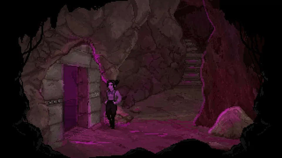 Thomasina explorando as profundezas de Hob's Barrow