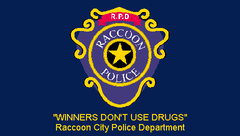 Imagem do fangame Resident Evil: Survive parodiando o slogan de "Winners Don't Use Drugs" que aparecia em alguns arcades americanos nos anos 90