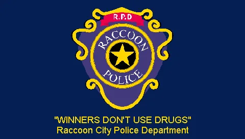 Imagem do fangame Resident Evil: Survive parodiando o slogan de "Winners Don't Use Drugs" que aparecia em alguns arcades americanos nos anos 90