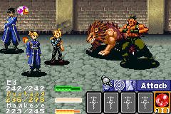 Imagem do sistema de batalha de Fullmetal Alchemist: Sonata of Memories