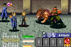 Imagem do sistema de batalha de Fullmetal Alchemist: Sonata of Memories