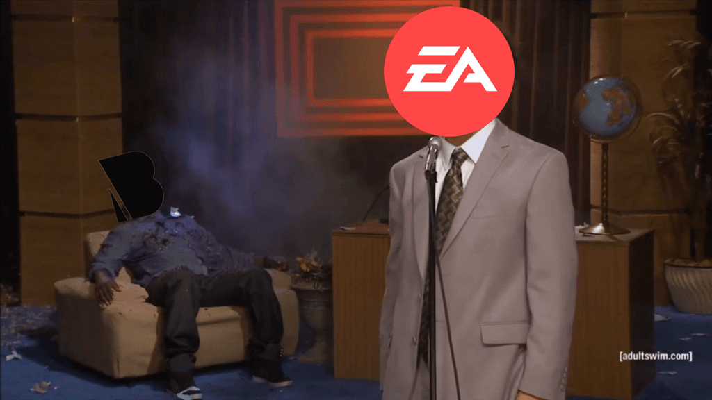 Meme do "Who Killed Hannibal?" editado com as logos da BioWare e da EA