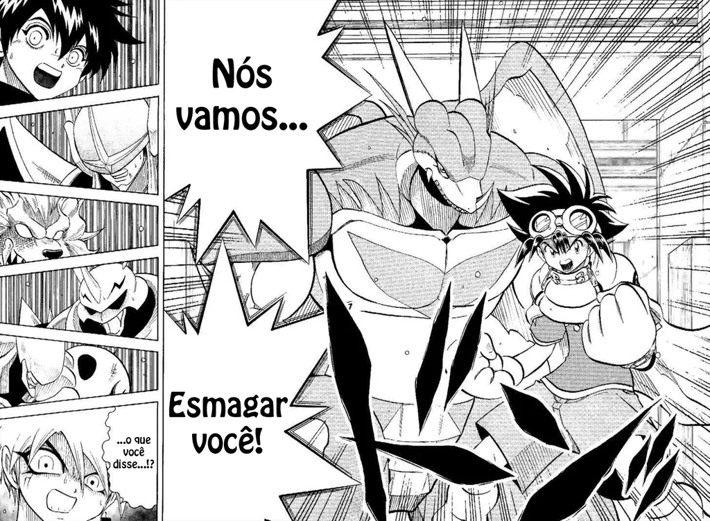 Página do mangá Digimon Adventure V-Tamer 01 mostrando Tai e Zero